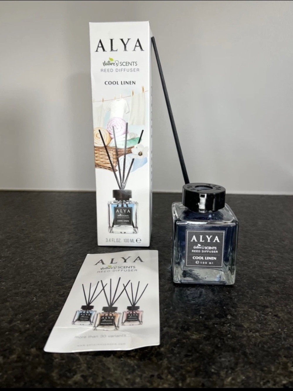 Alya Nature’s Scents Reed Diffuser (Cool Linen) 3.4 Fl Oz - BRAND NEW IN BOX